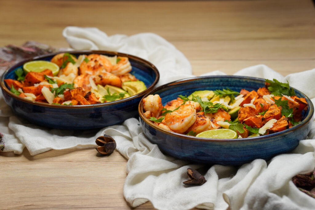 скариди със сладък картоф